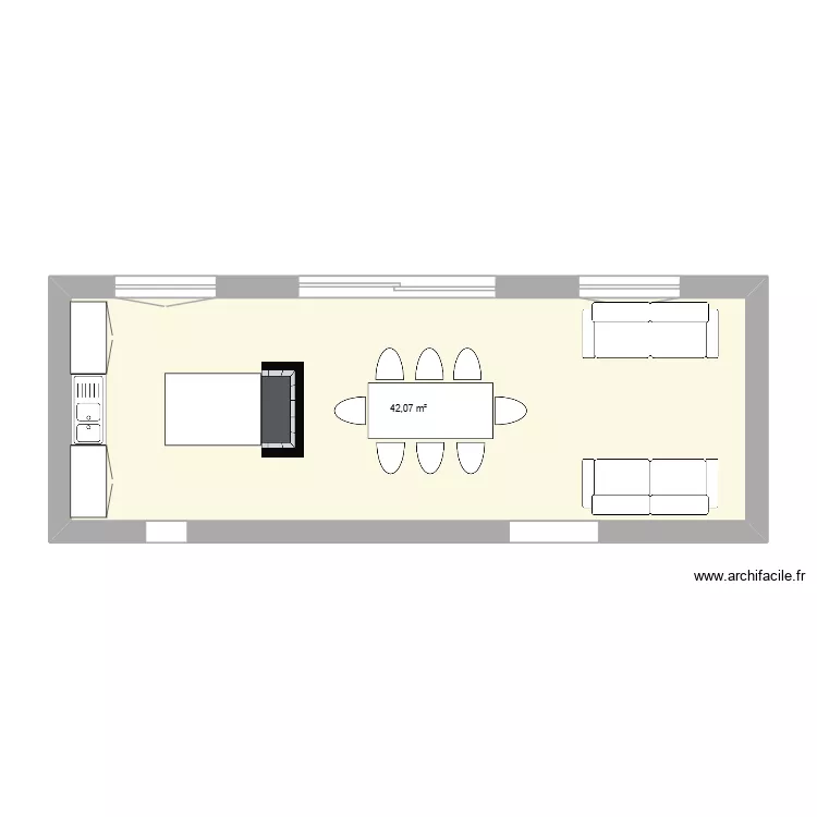 Salon. Plan de 1 et 42 m² Salon. Plan de 1 et 42 m²