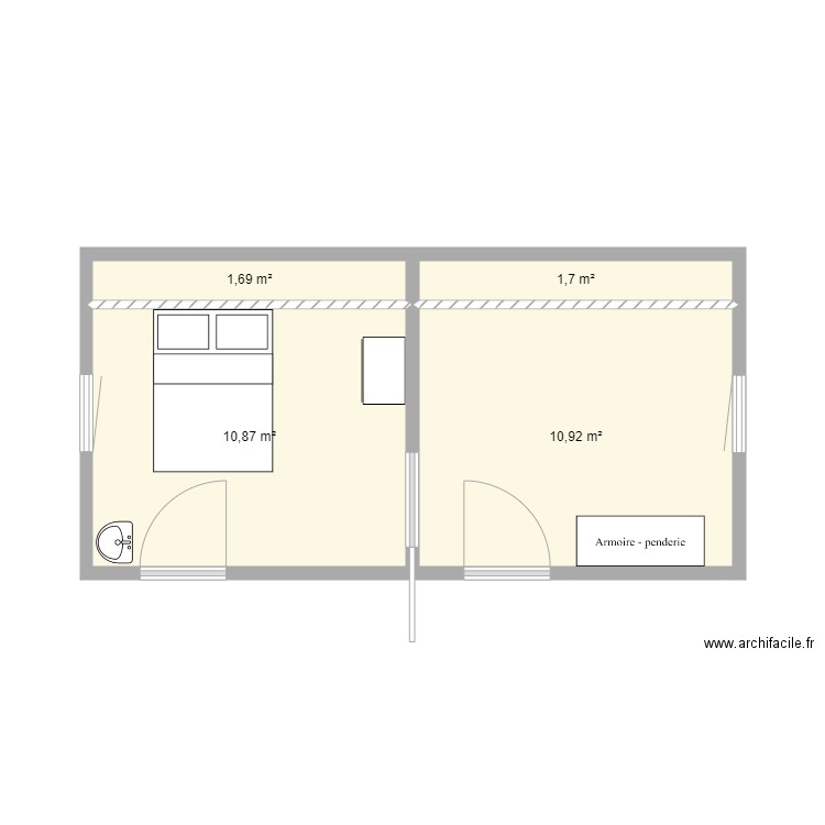 St Gué. Plan de 4 pièces et 25 m2