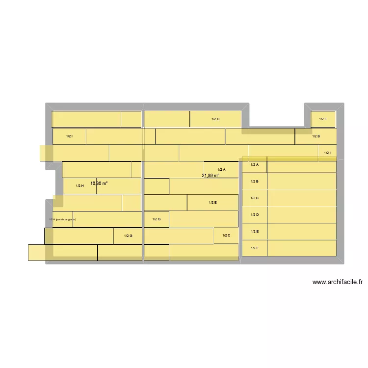 Bou&eacute;e - OSB. Plan de 3  et 50 m²