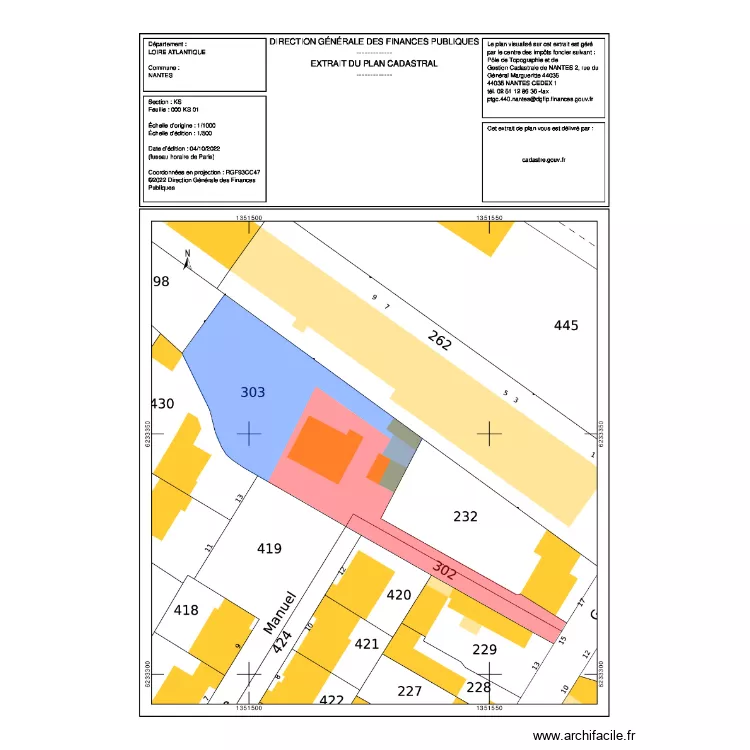 Grand Verger d&eacute;coupe 2 lots. Plan de 