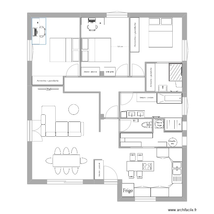 Eaunes projeté . Plan de 8 pièces et 109 m2