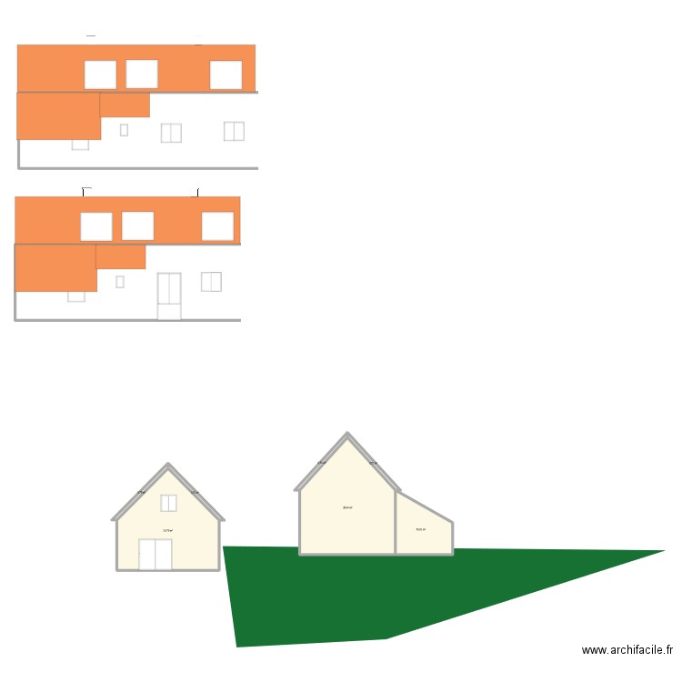 PLAN FACADE nord avant après. Plan de 7 pièces et 81 m2