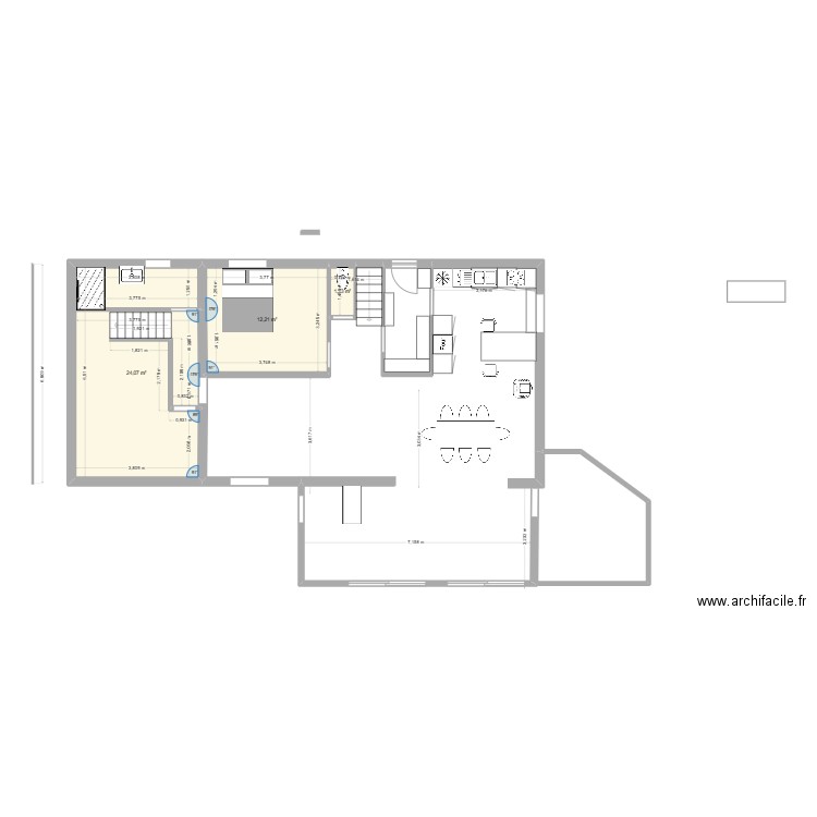 Theix cuisine 3. Plan de 3 pièces et 37 m2