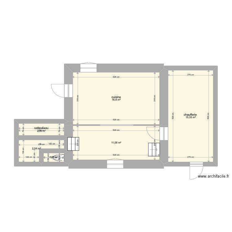 sous sol - mal cté. Plan de 6 pièces et 48 m2