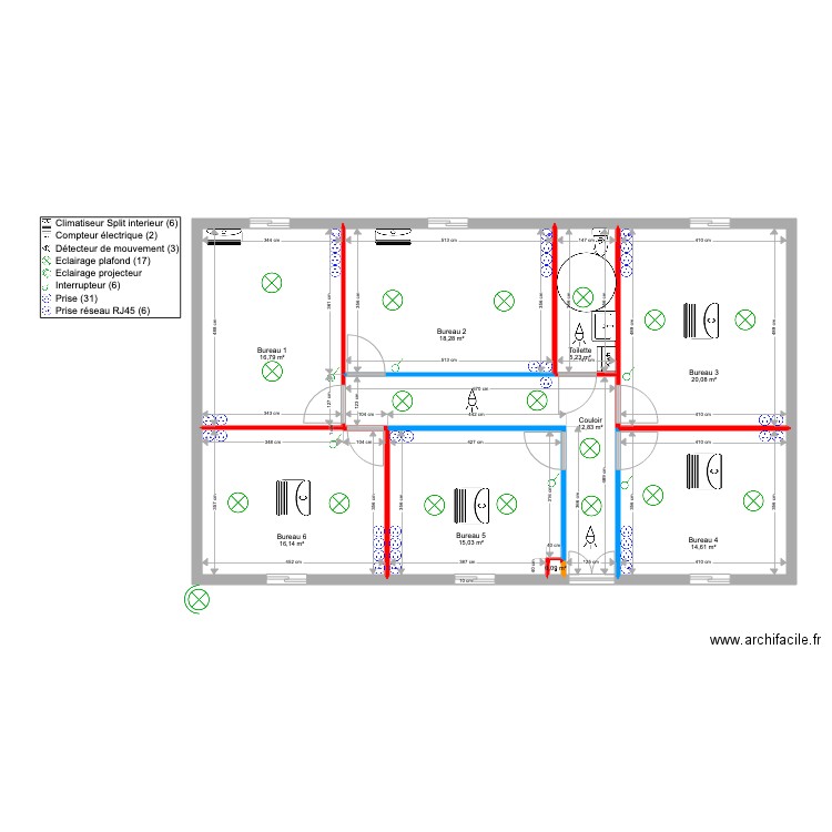 Ancien bureau V4 1. Plan de 9 pièces et 119 m2