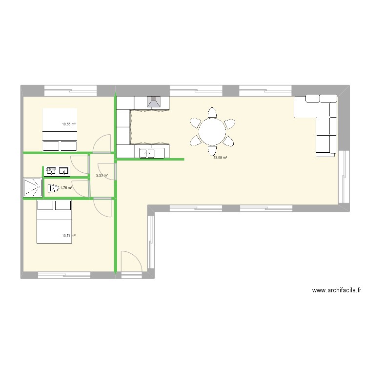 Sulniac Guerhoet - hangar silmulation aménagement. Plan de 6 pièces et 86 m2