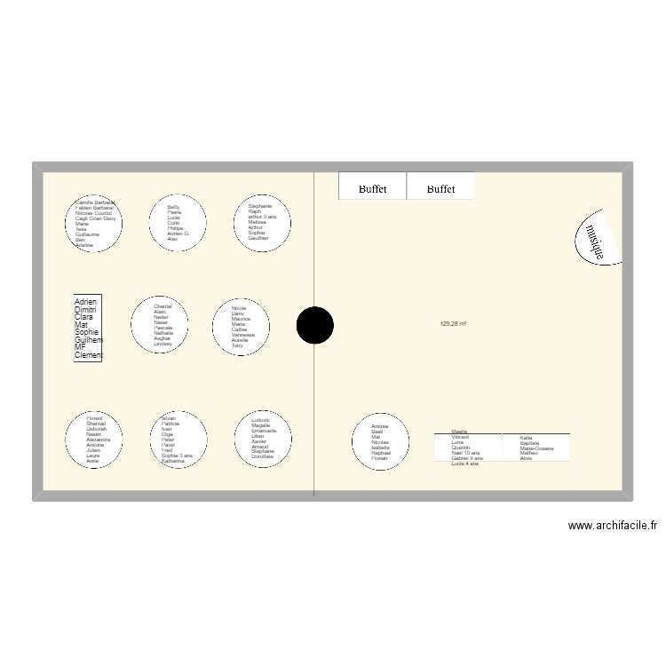 mariage 3 avec Noms. Plan de 1 pièce et 129 m2