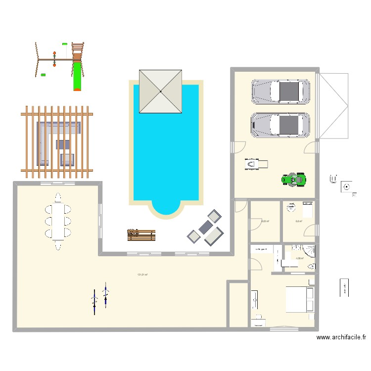 MAison Hervé. Plan de 5 pièces et 197 m2