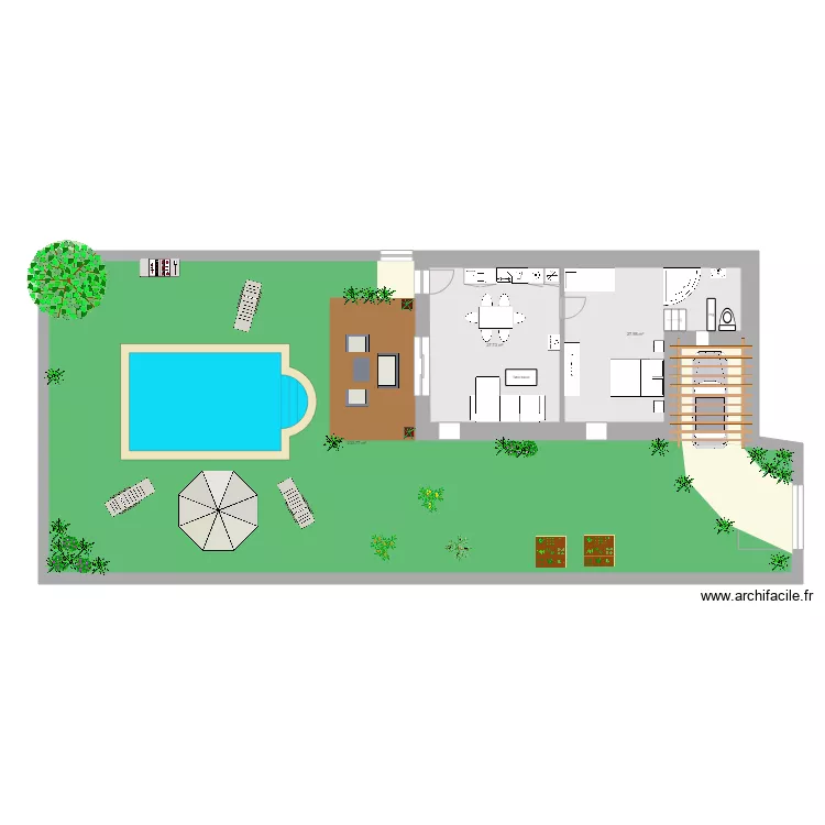 Plan maison piscine. Plan de 
