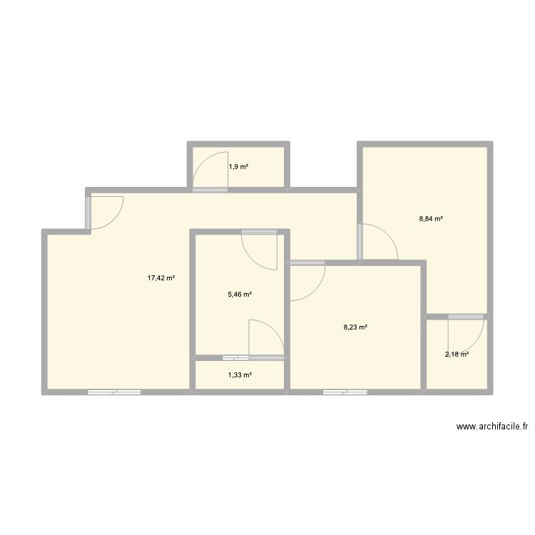 B11/7. Plan de 7 pièces et 45 m2