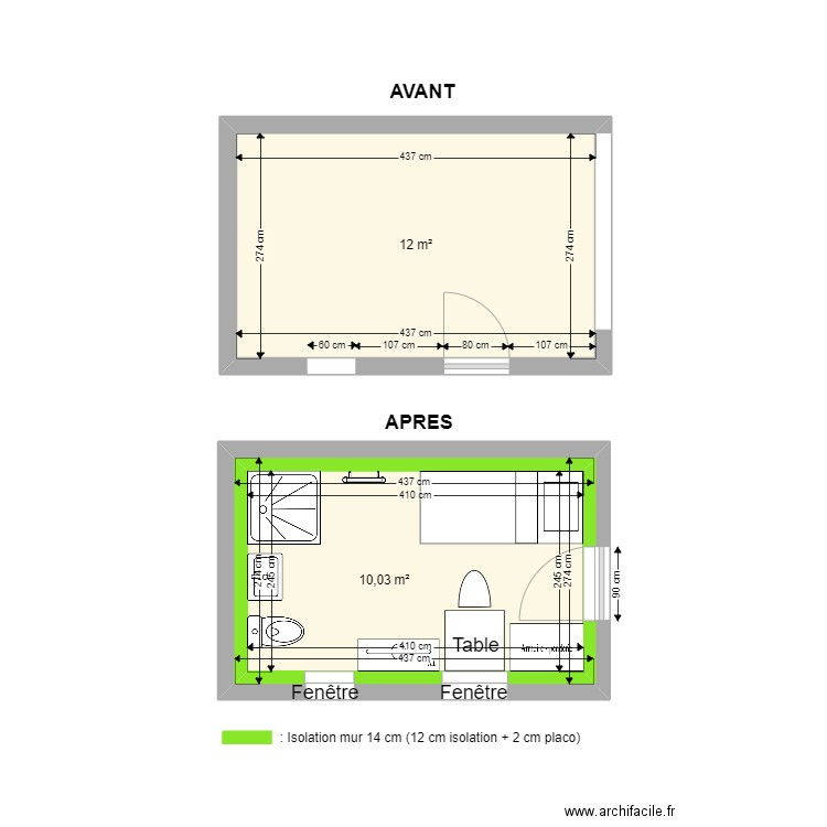 BONNEFOND Magenta. Plan de 3 pièces et 34 m2