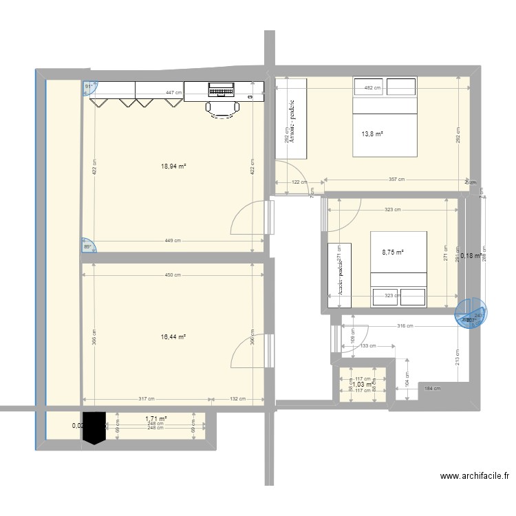 ILE GLORIETTE AVEC AMENAGEMENTS. Plan de 9 pièces et 66 m2