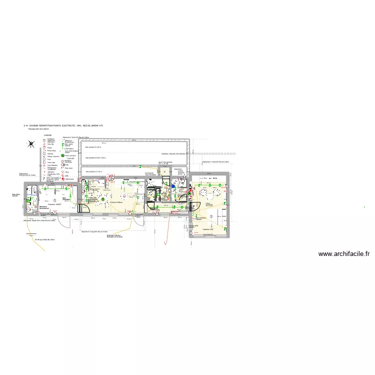 2.14 - SCHEMA REPARTITION POINTS ELECTRICITE ET VMC REZ DE JARDIN. Plan de 2.14 - SCHEMA REPARTITION POINTS ELECTRICITE ET VMC REZ DE JARDIN. Plan de