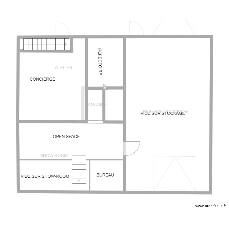 Decofeu Etage. Plan de 2 pièces et 188 m2