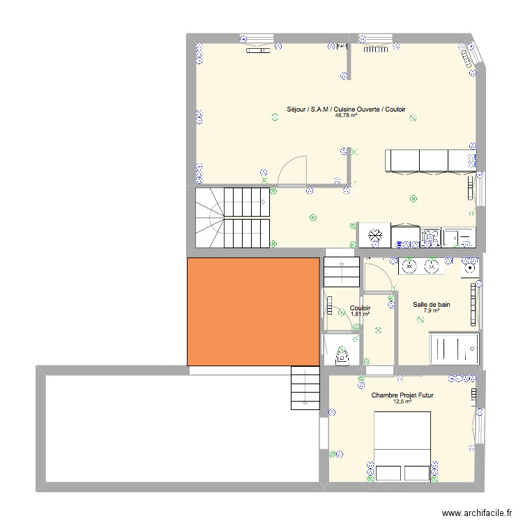 1er Dupl. Plan de 4 pièces et 69 m2