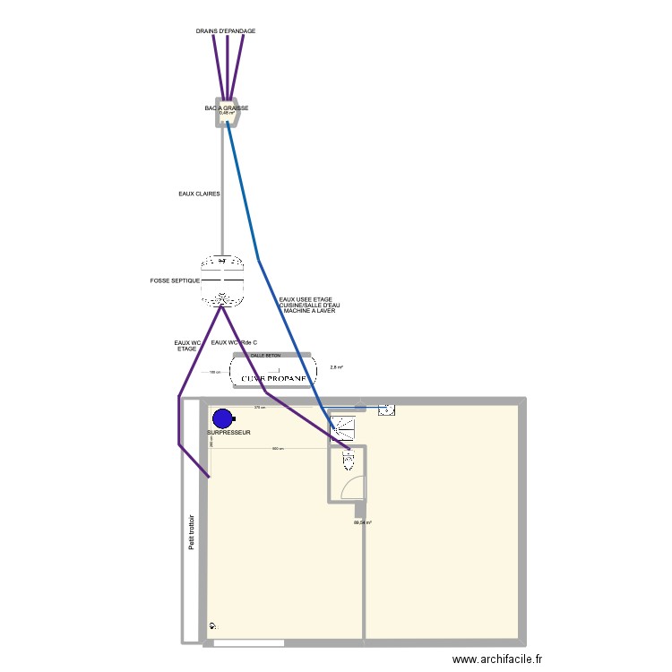 LA BOUISSIERE Plan de récolement. Plan de 3 pièces et 93 m2