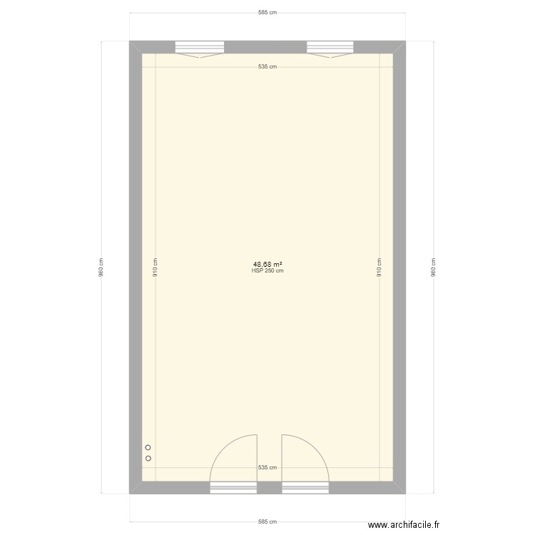 plateau 2e. Plan de 1 pièce et 49 m2