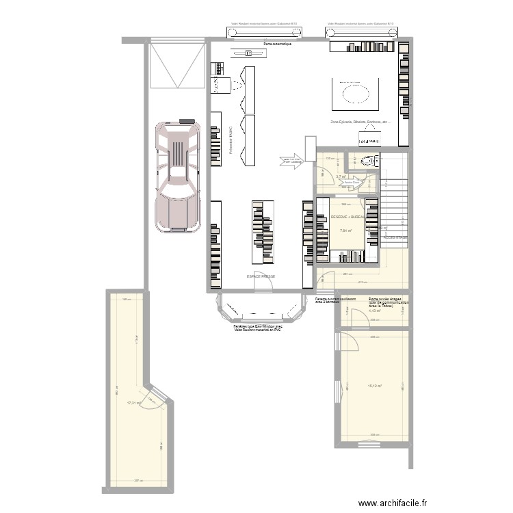 RDC TABAC RDC AMENAGEMENT APRES TVX 3. Plan de 6 pièces et 60 m2