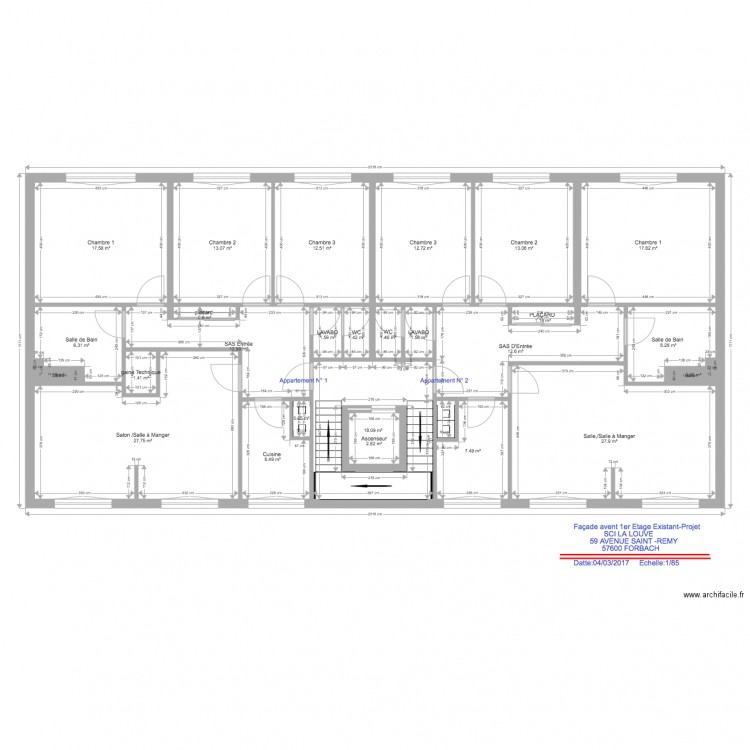 Hocin avent 1 er etage existant projet 1. Plan de 0 pièce et 0 m2