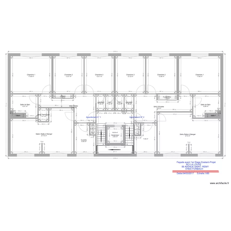 Hocin avent 1 er etage existant projet 1. Plan de 