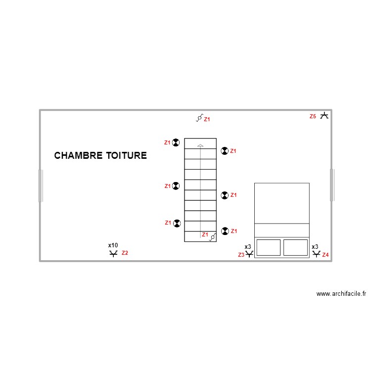 chambre toiture. Plan de 0 pièce et 0 m2