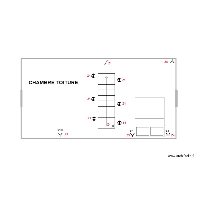 chambre toiture. Plan de 1 pièce et 28 m2