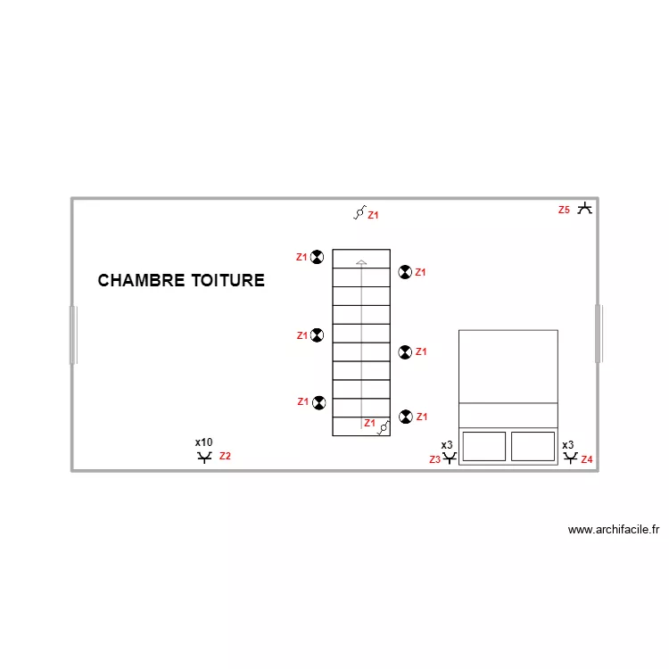 chambre toiture. Plan de chambre toiture. Plan de