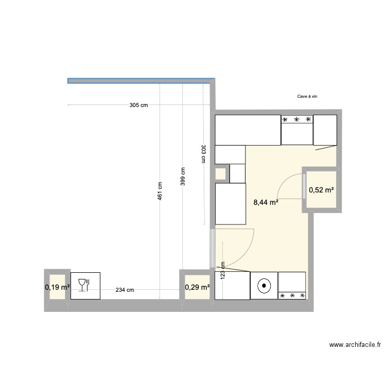 Cuisine / cellier 4. Plan de 4 pièces et 9 m2