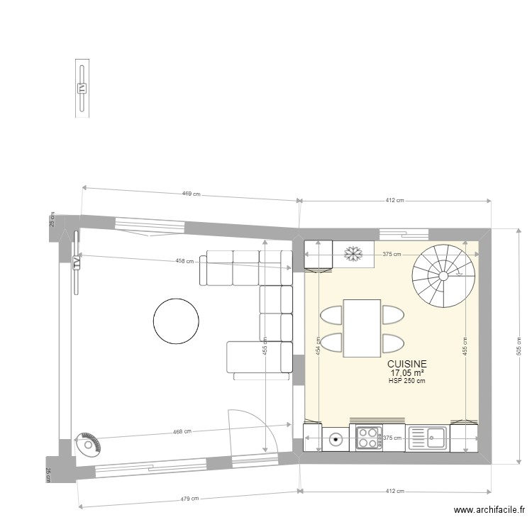 PLAN ETAGE. Plan de 1 pièce et 17 m2