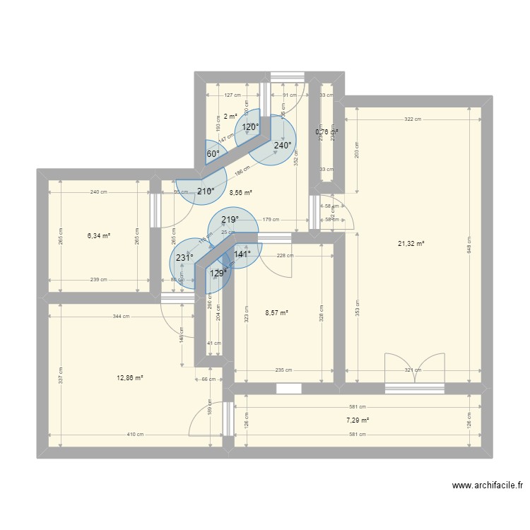 APPART YANNICK. Plan de 8 pièces et 68 m2