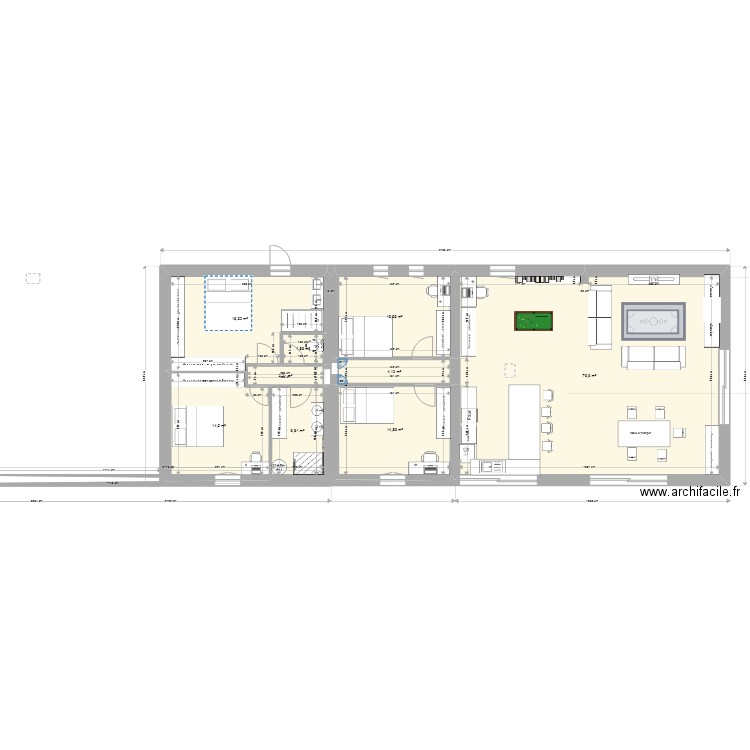 loft modifié. Plan de 9 pièces et 153 m2