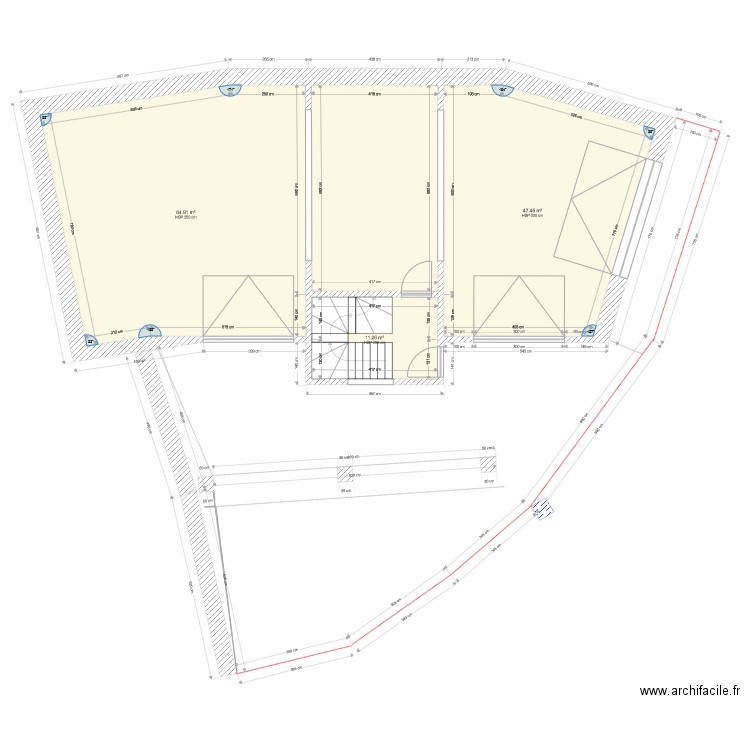 RDC avec escalier grange. Plan de 0 pièce et 0 m2