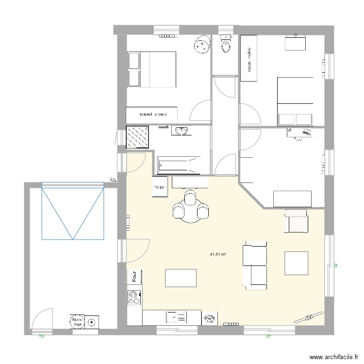 plan pièce de vie maison. Plan de 0 pièce et 0 m2