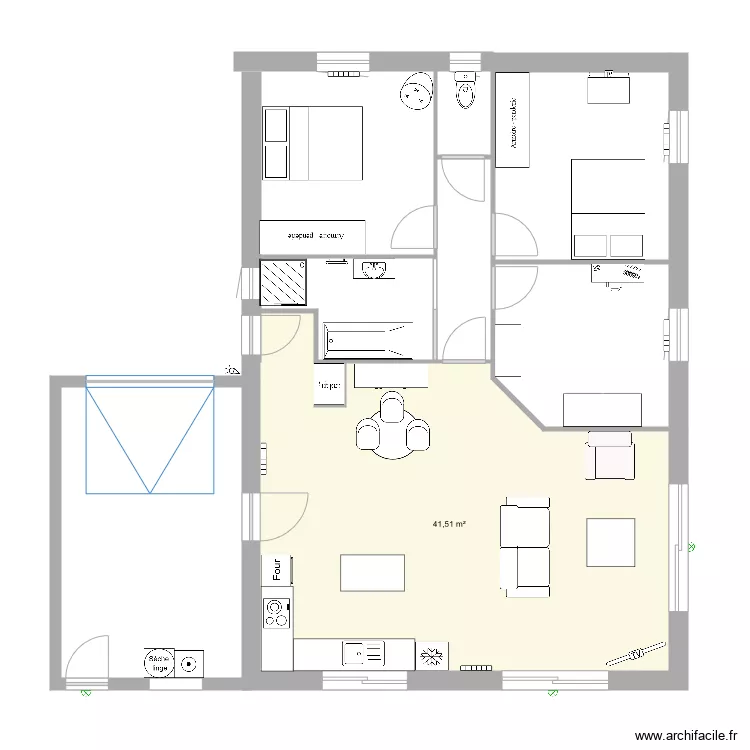 plan pi&egrave;ce de vie maison. Plan de 
