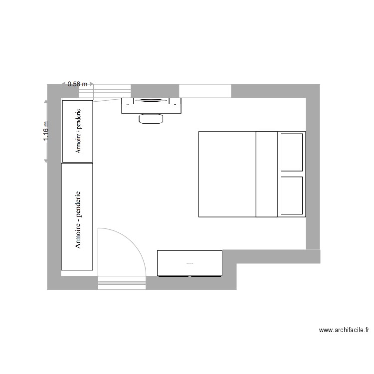 chambre nord Anne Jacques. Plan de 0 pièce et 0 m2
