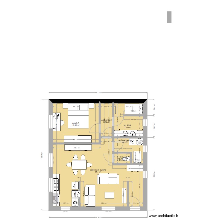 appart 1 ch 66 m2. Plan de 0 pièce et 0 m2