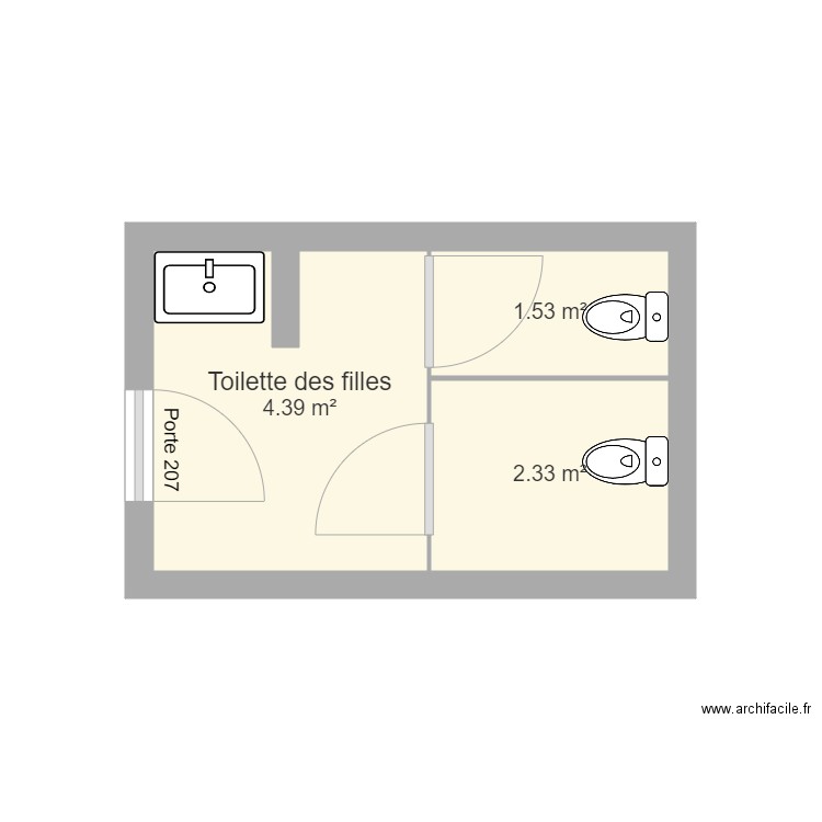 toilette des illes g gym 207. Plan de 0 pièce et 0 m2