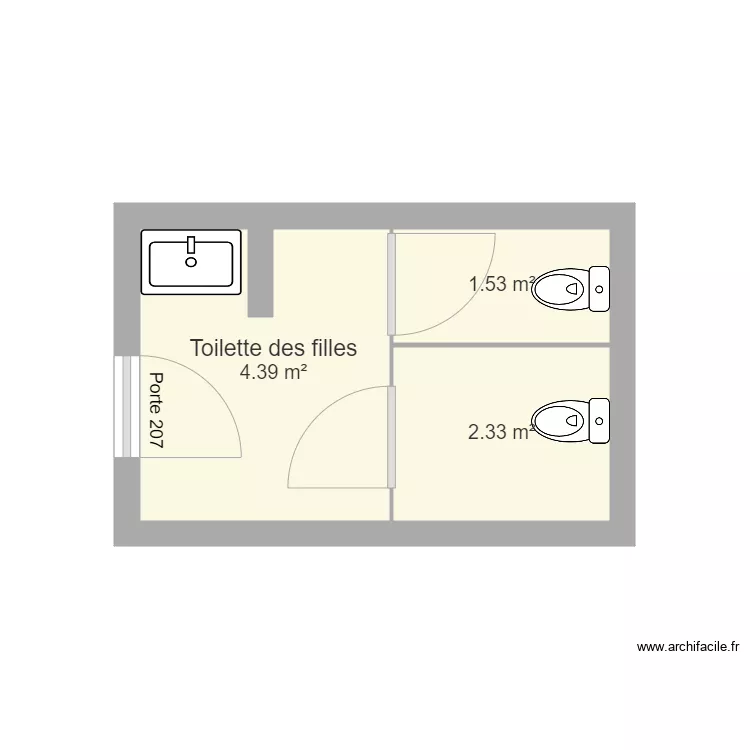 toilette des illes g gym 207. Plan de 
