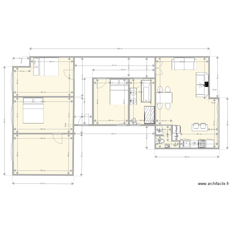 quart kuchnia salon. Plan de 0 pièce et 0 m2