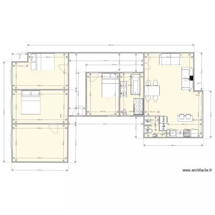 quart kuchnia salon. Plan de 