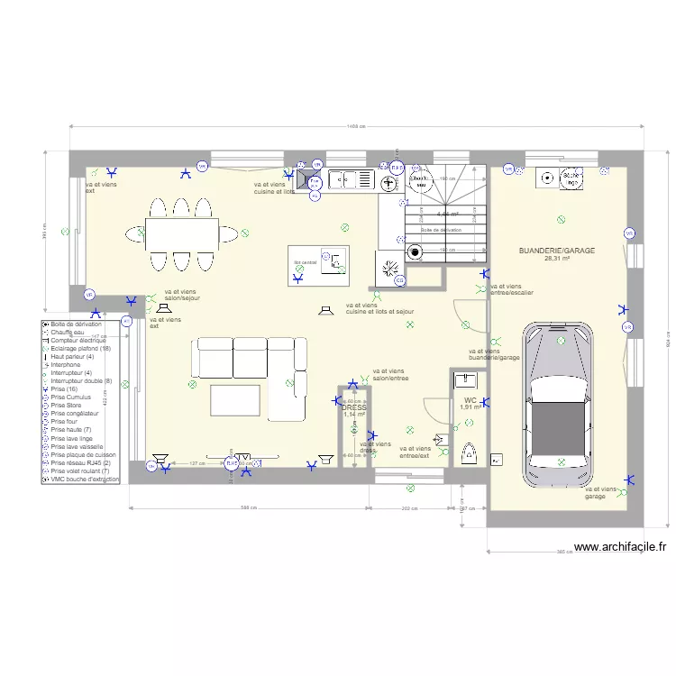 SEICHAMPS lum rdc. Plan de 