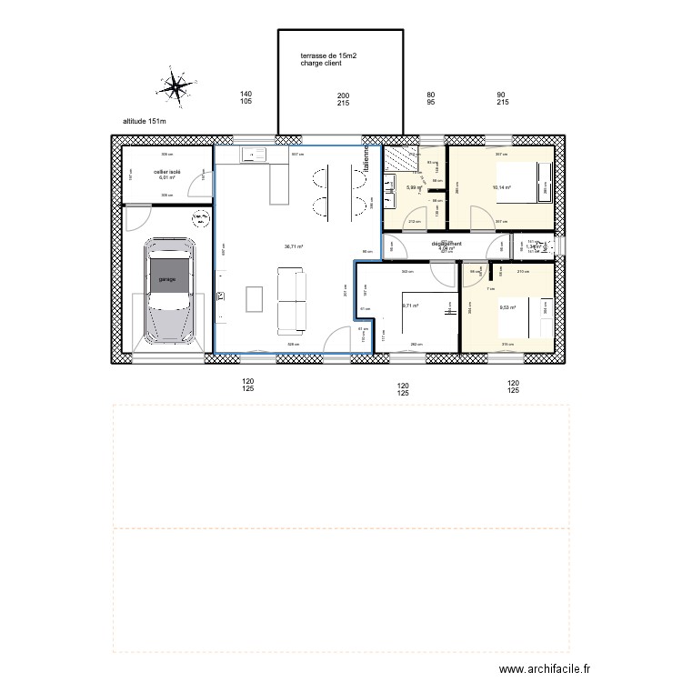 Millet. Plan de 9 pièces et 99 m2