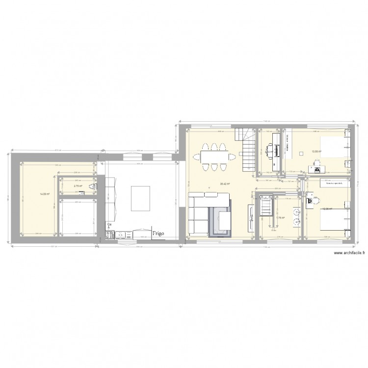 distribution pièce 80m. Plan de 0 pièce et 0 m2