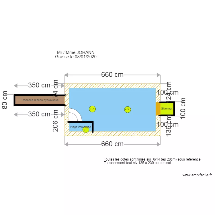 Piscine. Plan de 