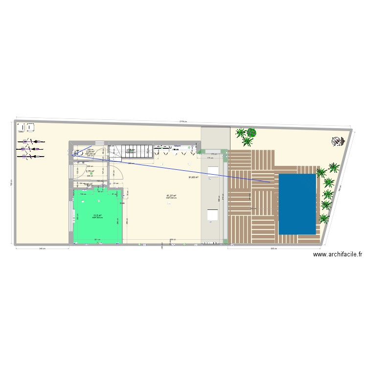 JdA Carrelage RdC. Plan de 7 pièces et 153 m2