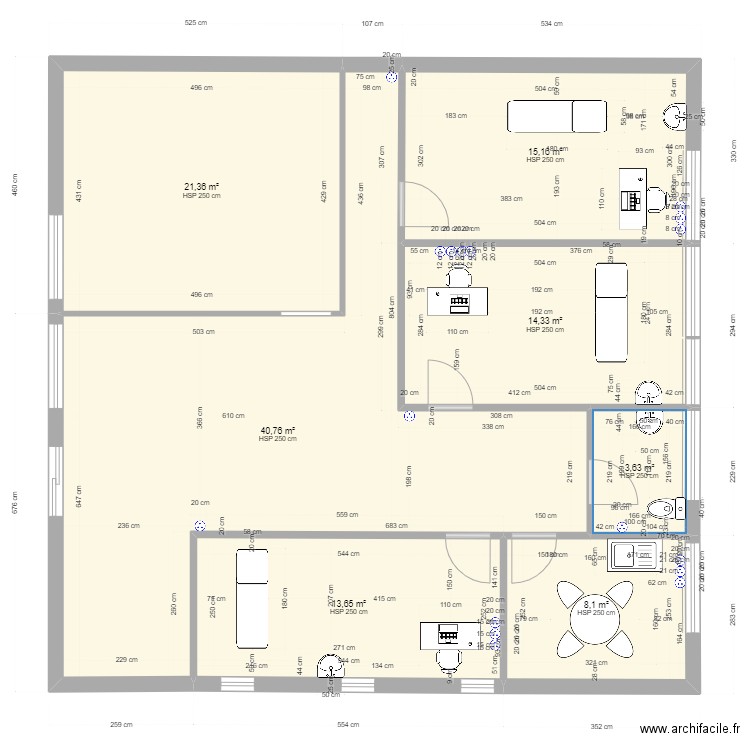 Cabinet 2. Plan de 7 pièces et 117 m2