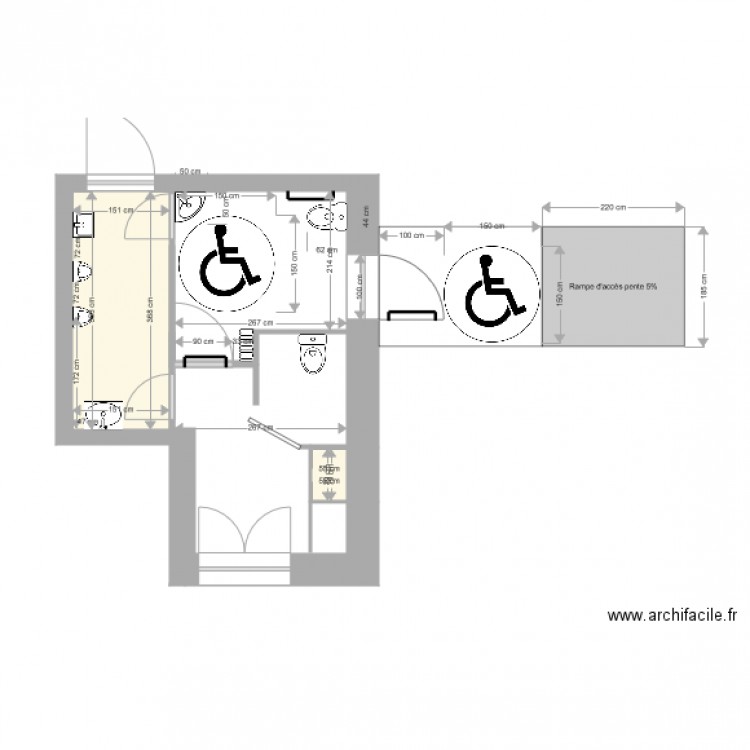 WC centre social accès extérieur. Plan de 0 pièce et 0 m2