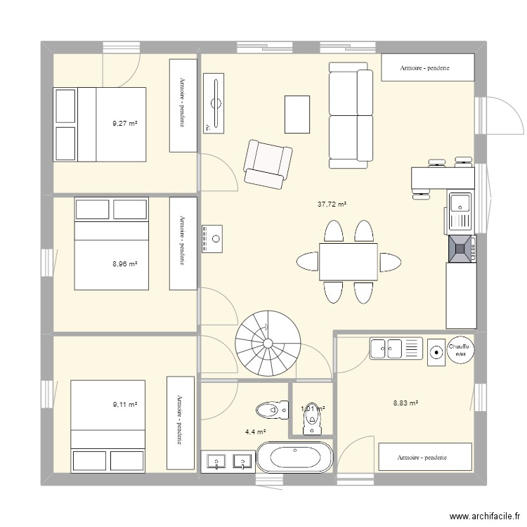 futur maison. Plan de 7 pièces et 79 m2