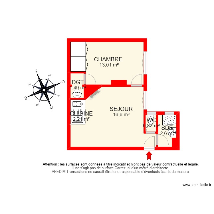 BI13758 - APPARTEMENT. Plan de 8 pièces et 51 m2