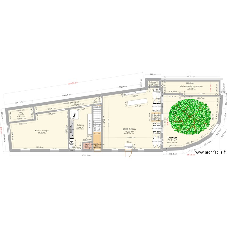 immeuble café de la poste . Plan de 11 pièces et 252 m2